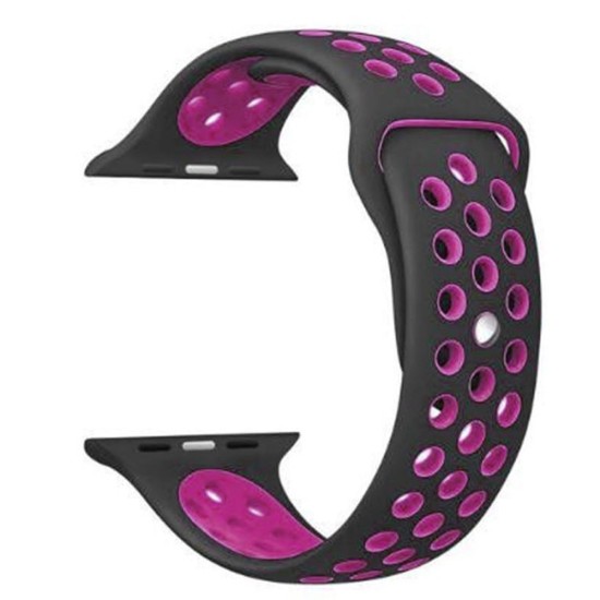 Curea SILKASE pentru Apple iWatch, Sport Liquid silicone, 42/44/45mm, negru/roz inchis (SILKASE, Apple) by www.silkase.ro SILKASE Curea Sport Silicon Lichid Apple Watch 49/46/45/44/42mm (Ultra 3-1/Seria 11-1/SE), Negru/Roz Închis (Apple, W1005) by www.silkase.ro