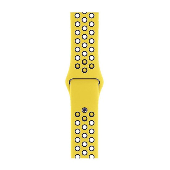 SILKASE Curea Sport Silicon Lichid Apple Watch 49/46/45/44/42mm (Ultra 3-1/Seria 11-1/SE), Galben/Negru (Apple, W1019) by www.silkase.ro