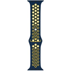 SILKASE Curea Sport Silicon Lichid Apple Watch 49/46/45/44/42mm (Ultra 3-1/Seria 11-1/SE), Albastru Închis/Galben