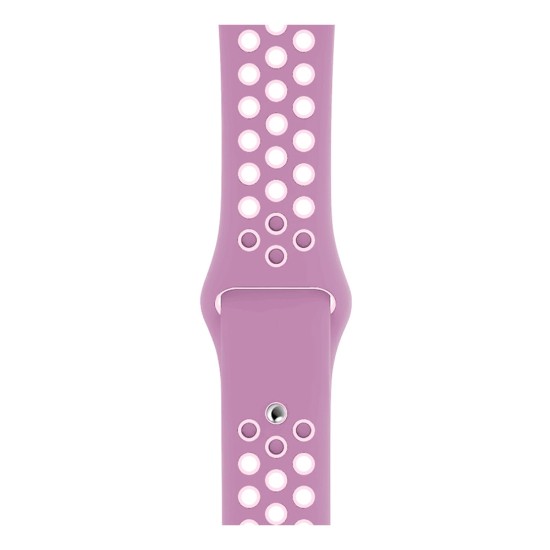 SILKASE Curea Sport Silicon Lichid Apple Watch 49/46/45/44/42mm (Ultra 3-1/Seria 11-1/SE), Liliac/Alb (Apple, W1030) by www.silkase.ro