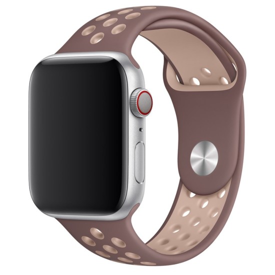 SILKASE Curea Sport Silicon Lichid Apple Watch 49/46/45/44/42mm (Ultra 3-1/Seria 11-1/SE), Gri Închis/Roz Pal (Apple, W1032) by www.silkase.ro
