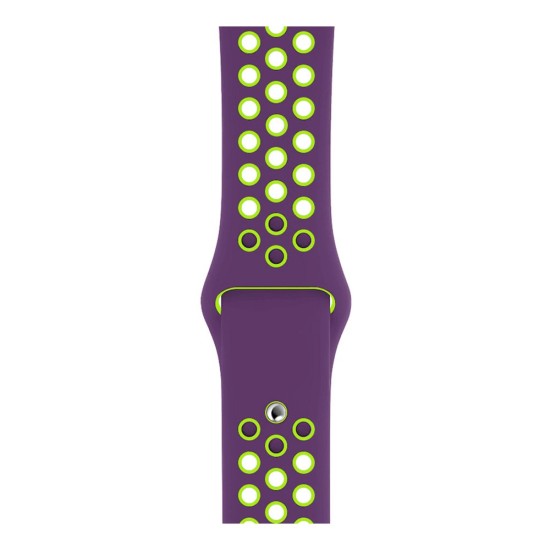 Curea SILKASE pentru Apple iWatch, Sport Liquid silicone, 42/44/45mm, violet/verde neon (SILKASE, Apple) by www.silkase.ro SILKASE Curea Sport Silicon Lichid Apple Watch 49/46/45/44/42mm (Ultra 3-1/Seria 11-1/SE), Violet/Verde Neon (Apple, W1037) by www.silkase.ro