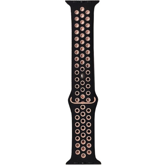 SILKASE Curea Sport Silicon Lichid Apple Watch 49/46/45/44/42mm (Ultra 3-1/Seria 11-1/SE), Negru/Roz Pal (Apple, W1042) by www.silkase.ro