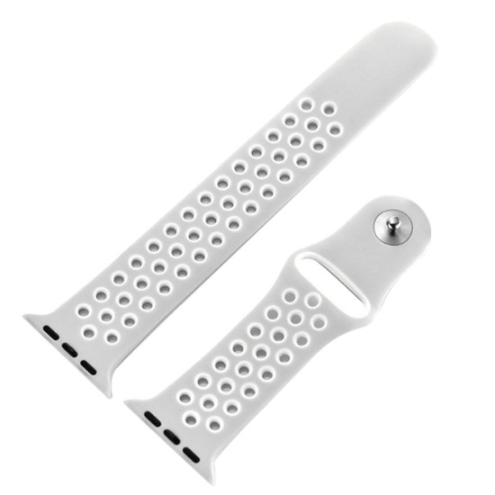 Curea SILKASE pentru Apple iWatch, Sport Liquid silicone, 42/44/45mm, gri/alb (SILKASE, Apple) by www.silkase.ro SILKASE Curea Sport Silicon Lichid Apple Watch 49/46/45/44/42mm (Ultra 3-1/Seria 11-1/SE), Gri/Alb (Apple, W1044) by www.silkase.ro