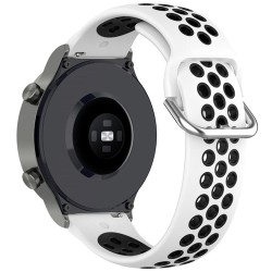 SILKASE Curea Sport Silicon Lichid Smartwatch (20mm), Alb/Negru
