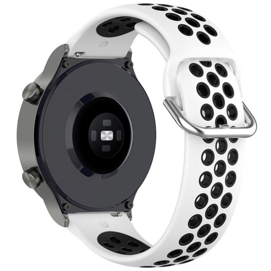 Curea SILKASE pentru Smartwatch Samsung/ Huawei/ Garmin/Xiaomi, Sport Liquid silicone, 20mm, alb/negru (SILKASE, Xiaomi) by www.silkase.ro SILKASE Curea Sport Silicon Lichid Smartwatch (20mm), Alb/Negru (Xiaomi, W1046) by www.silkase.ro