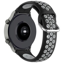 SILKASE Curea Sport Silicon Lichid Smartwatch (20mm), Negru/Gri