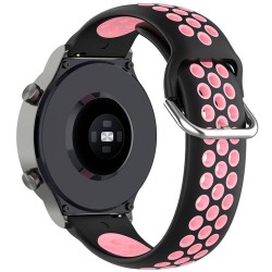 SILKASE Curea Sport Silicon Lichid Smartwatch (20mm), Negru/Roz