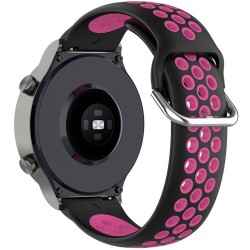 SILKASE Curea Sport Silicon Lichid Smartwatch (20mm), Negru/Roz Aprins