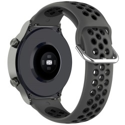 SILKASE Curea Sport Silicon Lichid Smartwatch (20mm), Gri Închis/Negru