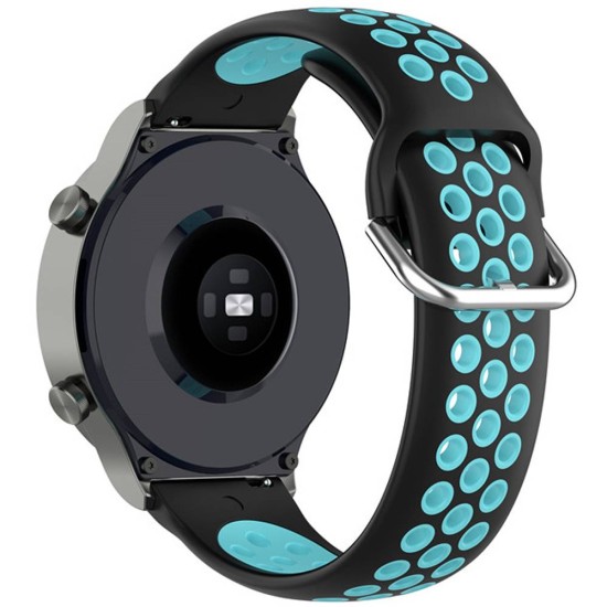 Curea SILKASE pentru Smartwatch Samsung/ Huawei/ Garmin/Xiaomi, Sport Liquid silicone, 20mm,negru/albastru cyan (SILKASE, Xiaomi) by www.silkase.ro SILKASE Curea Sport Silicon Lichid Smartwatch (20mm), Negru/Albastru Cyan (Xiaomi, W1054) by www.silkase.ro