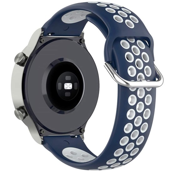 Curea SILKASE pentru Smartwatch Samsung/ Huawei/ Garmin/Xiaomi, Sport Liquid silicone, 20mm,albastru navy/alb (SILKASE, Xiaomi) by www.silkase.ro SILKASE Curea Sport Silicon Lichid Smartwatch (20mm), Albastru Navy/Alb (Xiaomi, W1055) by www.silkase.ro