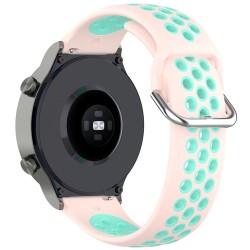 SILKASE Curea Sport Silicon Lichid Smartwatch (20mm), Roz Pal/Albastru Cyan