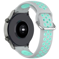 SILKASE Curea Sport Silicon Lichid Smartwatch (20mm), Gri/Albastru Cyan
