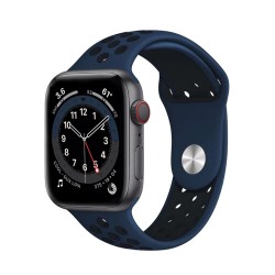 SILKASE Curea Sport Silicon Lichid Apple Watch 49/46/45/44/42mm (Ultra 3-1/Seria 11-1/SE), Albastru Navy/Negru