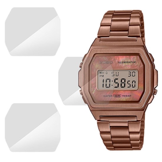 SILKASE Set 3 Folii Silicon Regenerabil Full-display Casio A1000RG-5, Lucios (Folie Silicon Smartwatch, W0246) by www.silkase.ro