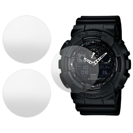 SILKASE Set 3 Folii Silicon Regenerabil Full-display Casio GA-100-1A1, Mat (Folie silicon smartwatch mate, W0322) by www.silkase.ro