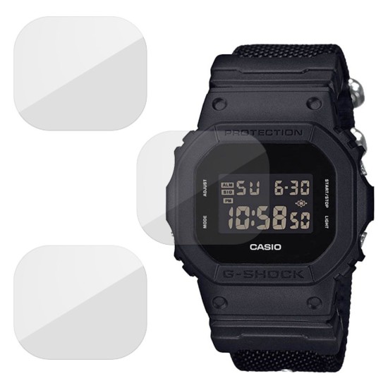 SILKASE Set 3 Folii Silicon Regenerabil Full-display Casio DW-5600BBN-1, Lucios (Folie Silicon Smartwatch, W0173) by www.silkase.ro