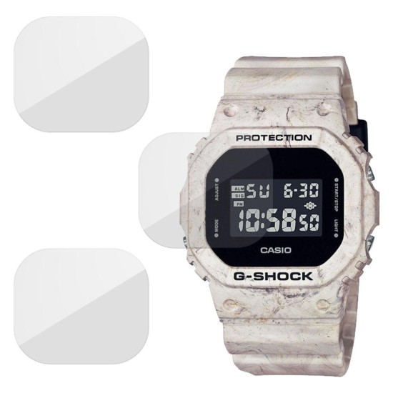 SILKASE Set 3 Folii Silicon Regenerabil Full-display Casio DW-5600WM-5, Lucios (Folie Silicon Smartwatch, W0192) by www.silkase.ro