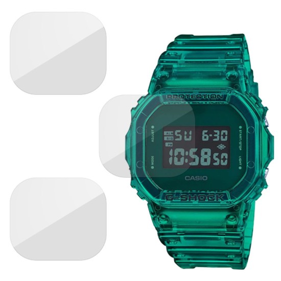 SILKASE Set 3 Folii Silicon Regenerabil Full-display Casio DW-5600SB-3, Lucios (Folie Silicon Smartwatch, W0198) by www.silkase.ro