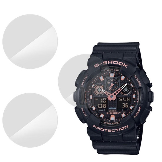 SILKASE Set 3 Folii Silicon Regenerabil Full-display Casio GA-100-1A4, Lucios (Folie Silicon Smartwatch, W0208) by www.silkase.ro
