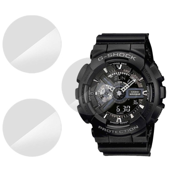 SILKASE Set 3 Folii Silicon Regenerabil Full-display Casio GA-700-1B, Lucios (Folie Silicon Smartwatch, W0210) by www.silkase.ro