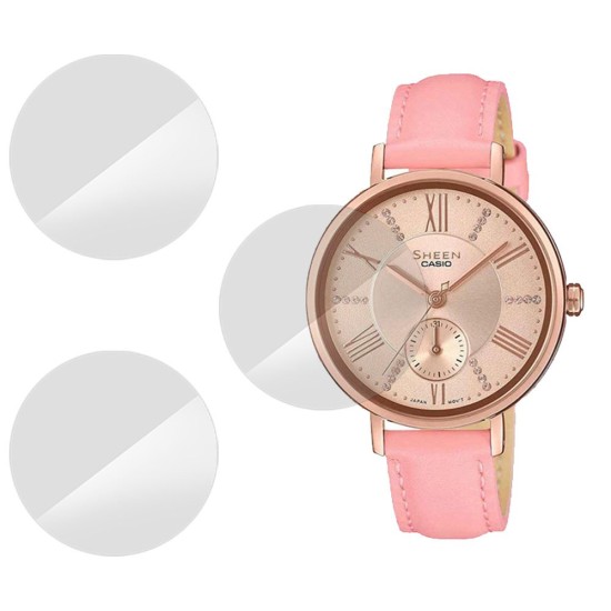 SILKASE Set 3 Folii Silicon Regenerabil Full-display Casio SHE-3066PGL-4AU, Lucios (Folie Silicon Smartwatch, W0242) by www.silkase.ro
