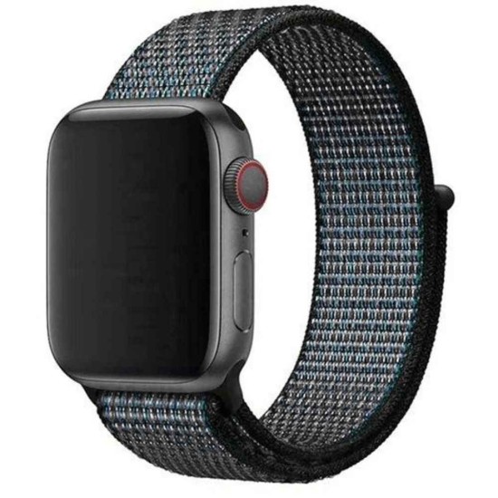 Curea Apple iWatch, SILKASE Sport Fabric, 42/44/45mm, negru/gri/albastru (SILKASE, Apple) by www.silkase.ro SILKASE Curea Textilă Sport Apple Watch 49/46/45/44/42mm (Ultra 3-1/Seria 11-1/SE), Negru/Gri/Albastru (Apple, W1147) by www.silkase.ro