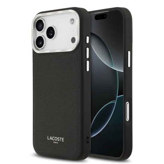 Husa Lacoste piele PU Champs Elysees MagSafe pentru iPhone 17 Pro Max negru (iPhone 17 Pro Max, LCHMP17XPCESK) by www.silkase.ro