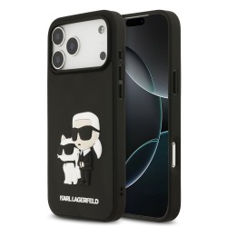 Husa Karl Lagerfeld 3D Rubber Karl and Choupette pentru iPhone 17 Pro Max negru Husa Karl Lagerfeld 3D Rubber Karl and Choupette pentru iPhone 17 Pro Max negru