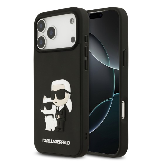 Husa Karl Lagerfeld 3D Rubber Karl and Choupette pentru iPhone 17 Pro Max negru (iPhone 17 Pro Max, KLHCP17X3DRKCNK) by www.silkase.ro