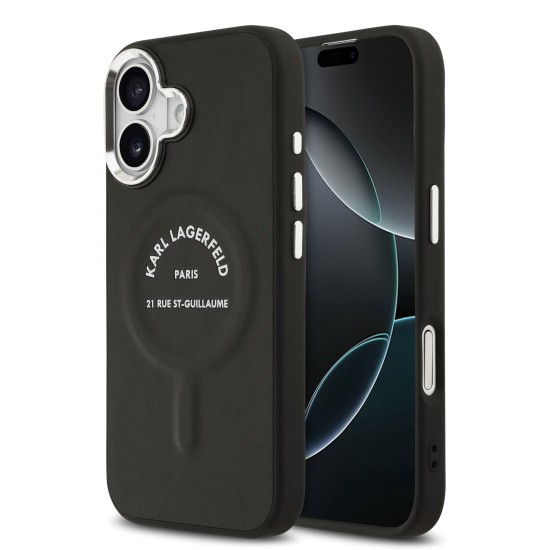 Husa Karl Lagerfeld PU RSG Logo MagSafe pentru iPhone 17 negru (iPhone 17, KLHMP17SPSKRSGEK) by www.silkase.ro