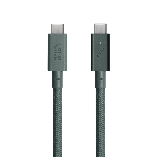 Cablu pentru incarcare si transfer de date Native Union Belt Pro, 2x USB-C, 240W, 2.4m, Verde (iPhone 17 Pro Max, BELT-PRO2-GRN-NP) by www.silkase.ro