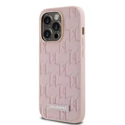 Husa Karl Lagerfeld PU Leather Monogram Metal Logo MagSafe pentru iPhone 14 Pro Max, Roz
