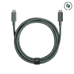 Cablu pentru incarcare si transfer de date Native Union Belt Pro, 2x USB-C, 240W, 2.4m, Verde