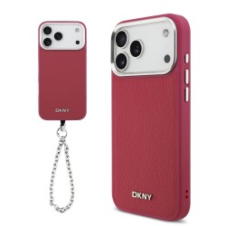 Husa DKNY piele PU Metal Logo MagSafe Zadní iPhone 17 Pro Max roz
