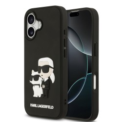 Husa Karl Lagerfeld 3D Rubber Karl and Choupette pentru iPhone 17 negru Husa Karl Lagerfeld 3D Rubber Karl and Choupette pentru iPhone 17 negru