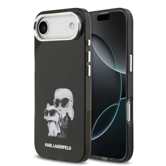 Husa Karl Lagerfeld IML Aquarelle Karl and Choupette pentru iPhone 17 Air negru (iPhone Air, KLHMP17MHMKCAQOK) by www.silkase.ro