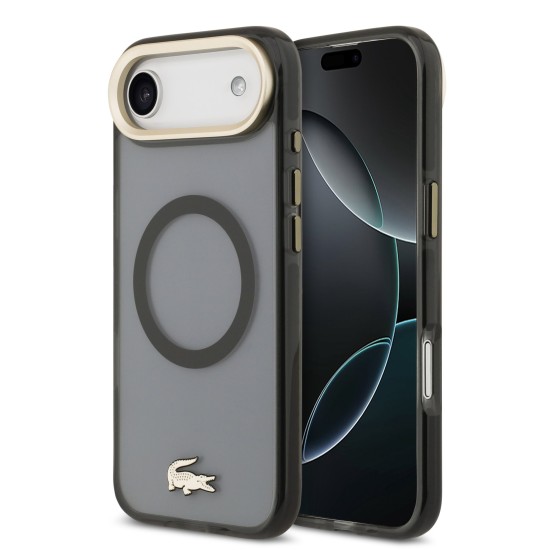 Husa Lacoste PC/TPU Frosted Finish auriu Logo MagSafe pentru iPhone 17 Air negru (iPhone Air, LCHMP17MUFWAK) by www.silkase.ro