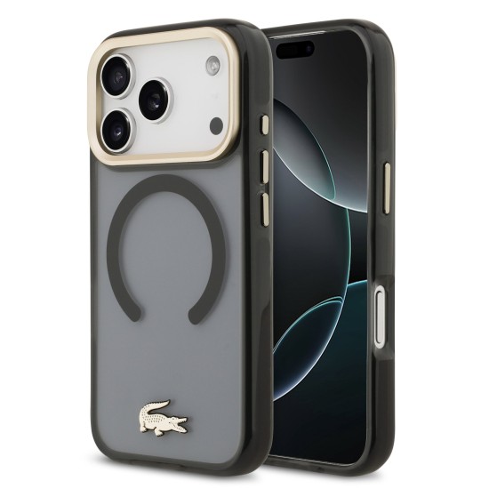 Husa Lacoste PC/TPU Frosted Finish auriu Logo MagSafe pentru iPhone 17 Pro negru (Lacoste, iPhone 17 Pro) by www.silkase.ro Husa Lacoste PC/TPU Frosted Finish auriu Logo MagSafe pentru iPhone 17 Pro negru (iPhone 17 Pro, LCHMP17LUFWAK) by www.silkase.ro