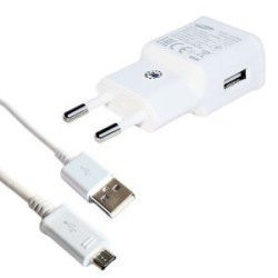 Incarcator de Retea Samsung 8W EP-TA50EWE + Cablu Date microUSB ECB-DU4AWE, Alb (OOB Bulk)