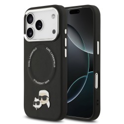 Husa Karl Lagerfeld PU Karl and Choupette Heads Pins MagSafe pentru iPhone 17 Pro negru Husa Karl Lagerfeld PU Karl and Choupette Heads Pins MagSafe pentru iPhone 17 Pro negru
