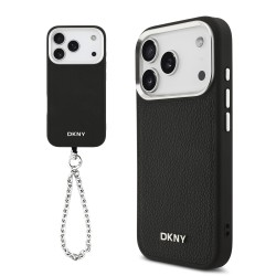 Husa DKNY piele PU Metal Logo MagSafe Zadní iPhone 17 Pro negru