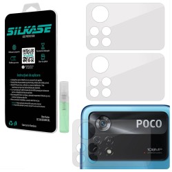 Set 3 folii SILKASE pentru Xiaomi Poco X4 Pro, protectie camera foto, silicon regenerabil