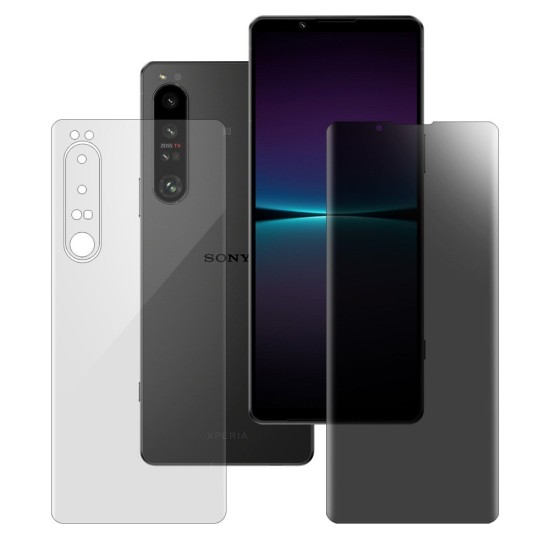 Set 2 folii mixte SILKASE pentru Sony Xperia 1 IV, ecran privacy mat/spate lucios, silicon regenerabil (Xperia 1 IV, F4812) by www.silkase.ro