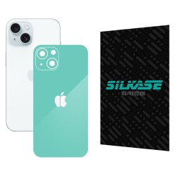 Folie skin SILKASE pentru Apple iPhone 15 Plus, turcoaz lucios, protectie spate telefon