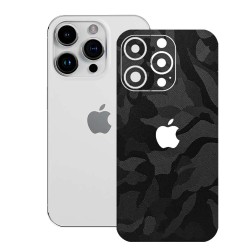 Folie skin SILKASE pentru Apple iPhone 15 Pro Max, camo negru, protectie spate telefon