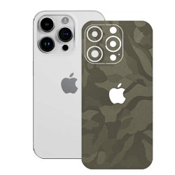 Folie skin SILKASE pentru Apple iPhone 15 Pro Max, camo verde, protectie spate telefon