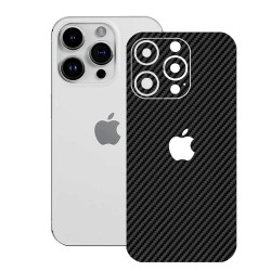 Folie skin SILKASE pentru Apple iPhone 15 Pro Max, carbon, protectie spate telefon