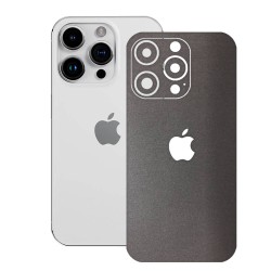 Folie skin SILKASE pentru Apple iPhone 15 Pro Max, gri brushed, protectie spate telefon